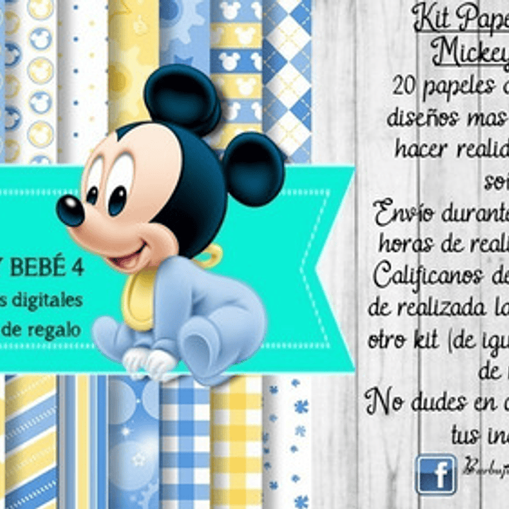 Papeles Fondos Digitales Mickey Bebe 4 Kit Imprimible 2