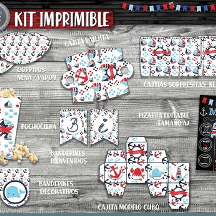 Kit Imprimible Candy Bar Marinero Marinerito Mas Completo 6