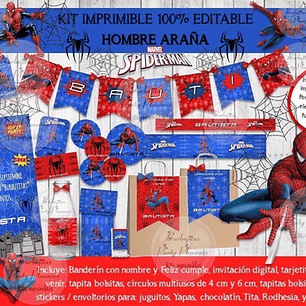Kit Imprimible Candy Hombre Araña Azul Y Rojo 100% Editable