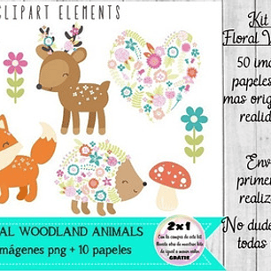 Cliparts Png Y Papeles Woodland Animales Del Bosque Florales