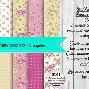 Papeles Digitales Shabby Chic Rosa Y Beige B22