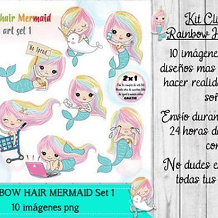 Cliparts Imagenes Png Rainbow Hair Mermaid Sirena Arco Iris1