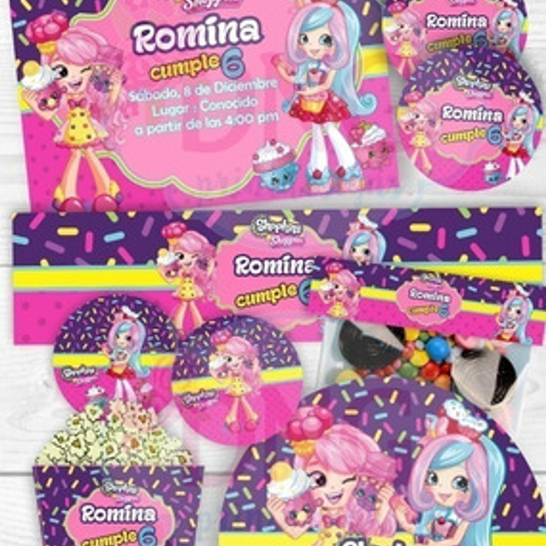 Kit Imprimible Invitaciones Candy Bar / Shopkins Shoppies 1