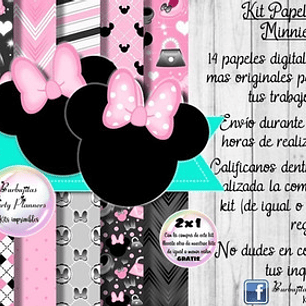 Papeles Fondos Digitales Minnie Rosa 1 Kit Imprimible