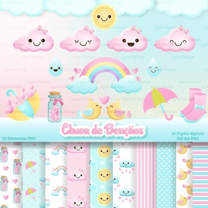 Cliparts Y Papeles Digitales Lluvia De Amor L2 1