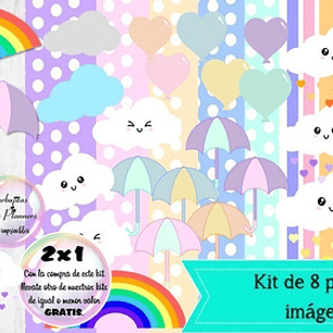 Cliparts Y Papeles Lluvia De Amor Mod. 6 Kit Imprimible
