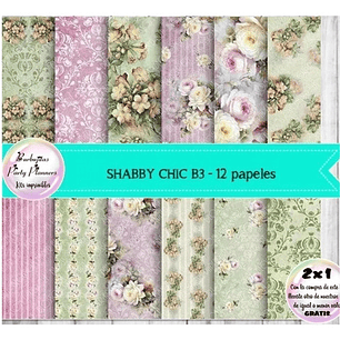 Papeles Digitales Fondos Shabby Chic Vintage Lila Y Verde B3