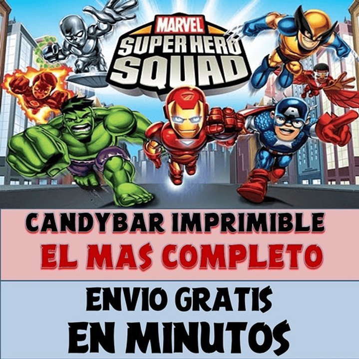Kit Imprimible Candy Bar Super Héroes Squad Mas Completo 2