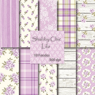 Kit Imprimible Shabby Chic Lila - 10 Fondos