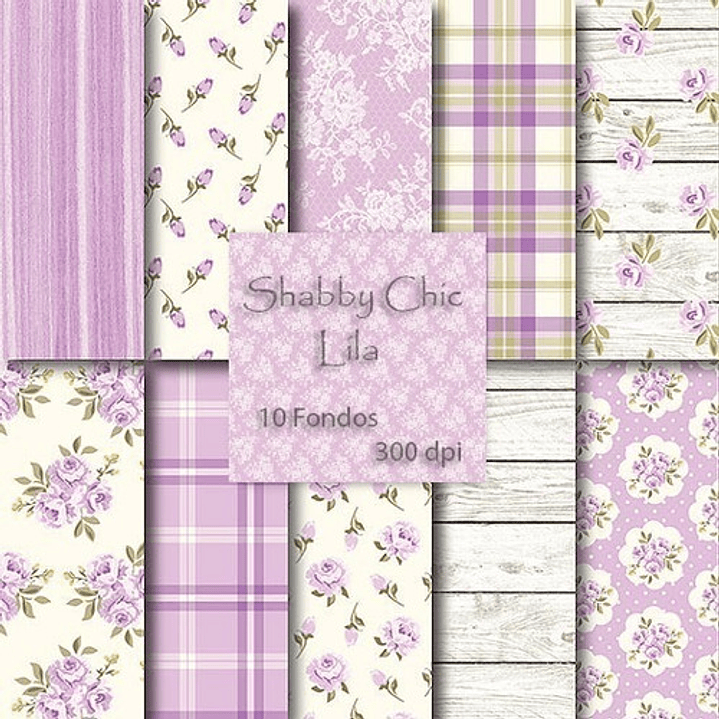 Kit Imprimible Shabby Chic Lila   -  10 Fondos Ver Promo 2