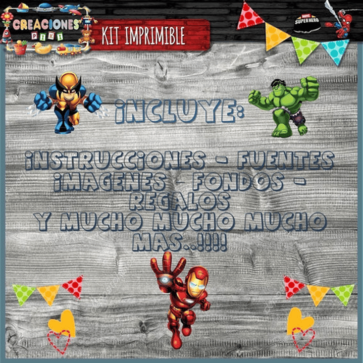 Kit Imprimible Candy Bar Super Héroes Squad Mas Completo 8