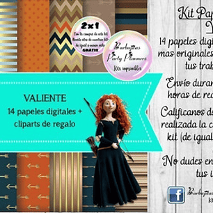 Papeles Fondos Digitales Merida Valiente Kit Imprimible