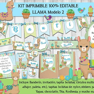 Kit Imprimible Candy Bar Llama Llamas Mod.2 100% Editable
