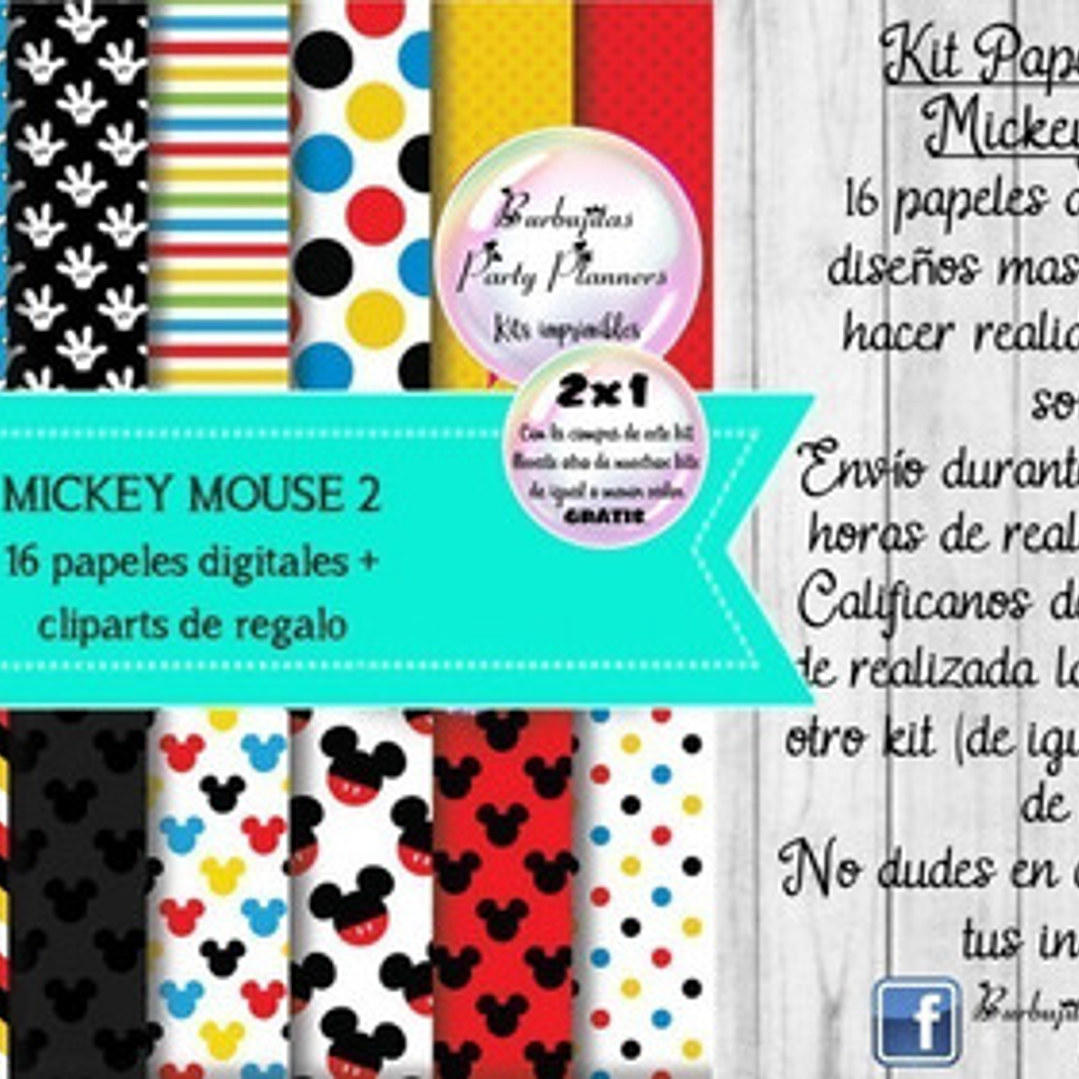 Papeles Fondos Digitales Mickey Mouse 2 Kit Imprimible 2