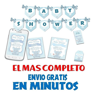 Kit Imprimible Candy Bar Baby Shower Elefante Bebe Nene Full