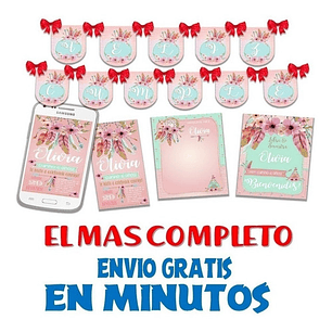 Kit Imprimible Candy Bar Atrapa Sueños Bautismo Completo