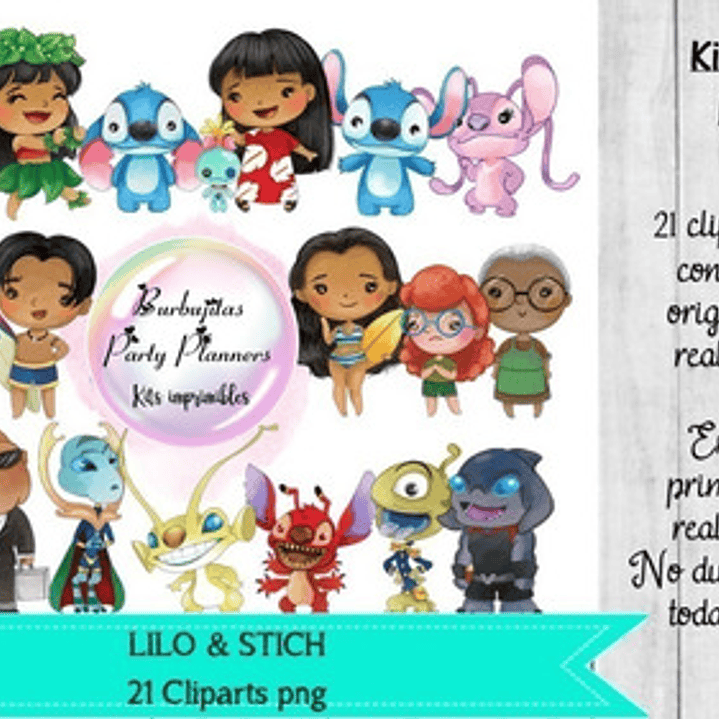 Cliparts Lilo Y Stich Acuarela  Kit Imprimibles 2