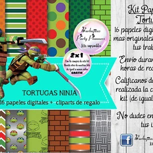 Papeles Fondos Digitales Tortugas Ninja Kit Imprimible