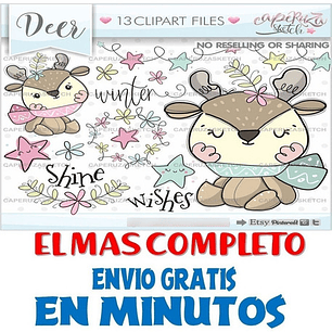 Pack Imágenes Hd Clipart Tierno Invierno Reno Bebe Caperuza