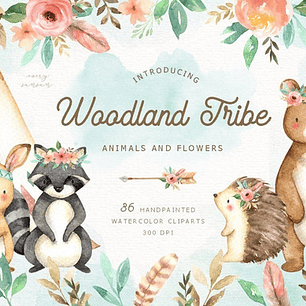 Cliparts Imagenes Animales Del Bosque Tribal Acuarelas Es23
