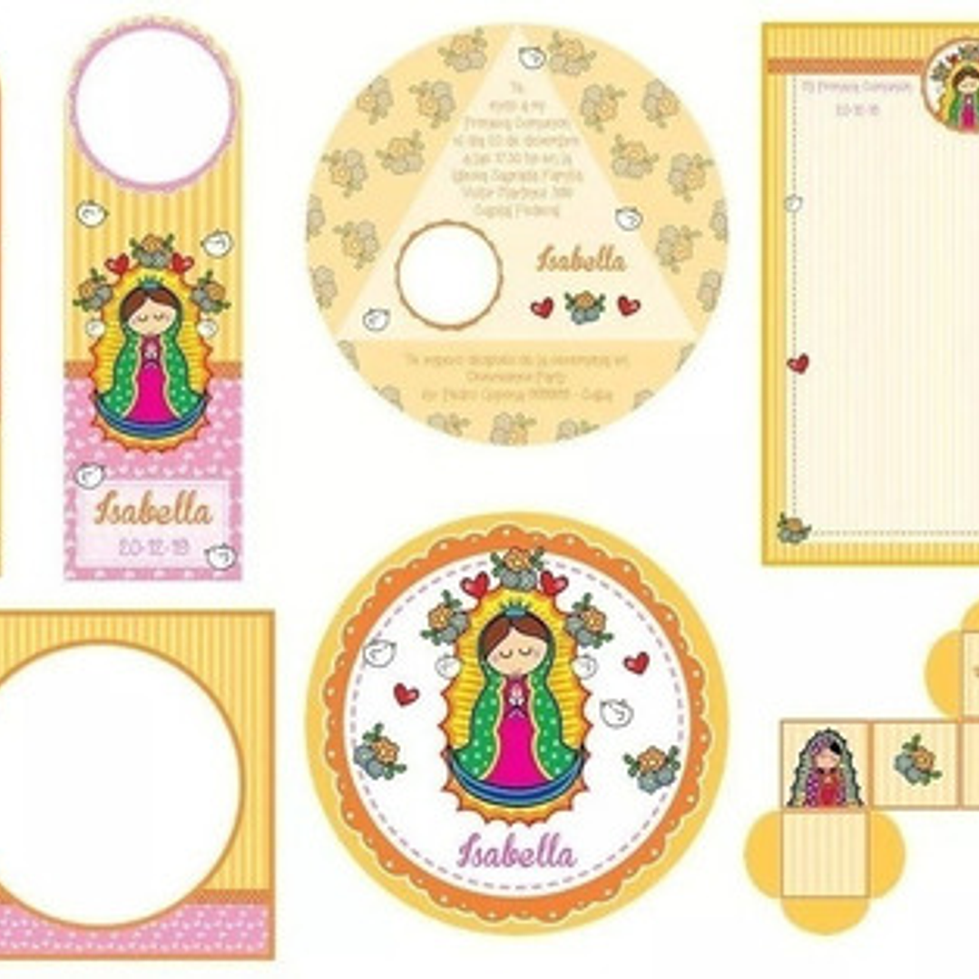 Kit Imprimible Virgencitas Porfis Comunión Bautismo Editable 6