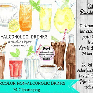 Cliparts Imagenes Png Bebidas Sin Alcohol Acuarela 