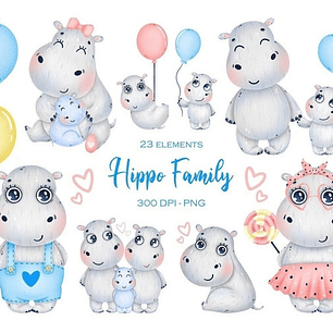 Cliparts Imagenes Png Familia De Hipopotamos Is17