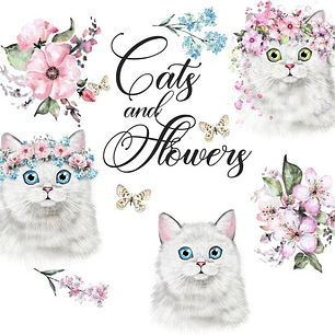 Cliparts Png Papeles Gatos Gatitos Gatas Gatitas Con Flores