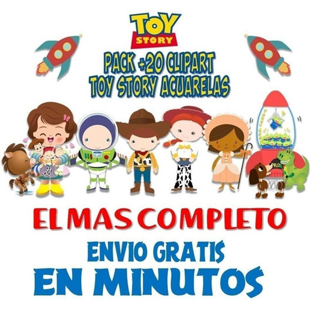 Pack Imágenes Clipart Toy Story Acuarela Woody Buzz + Regalo 2