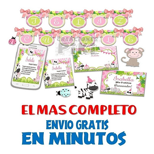 Kit Imprimible Candy Bar Animales Jungla Selva Nenas Full