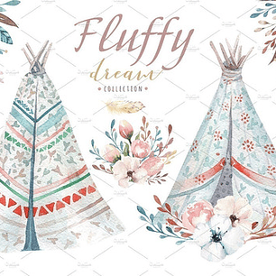 Cliparts Png Carpa Tepee Tipi Boho Acuarela Watercolor Pa20