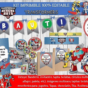 Kit Imprimible Transformers Rescue Bots 100% Editable