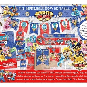 Kit Imprimible Paw Patrol Mighty Pups Patrulla 100% Editable