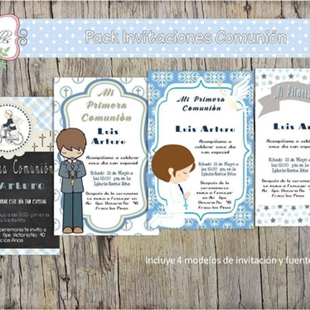 Kit Imprimible Editable De Invitación Primera Comunion Nene 1