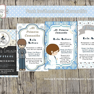 Kit Imprimible Editable De Invitación Primera Comunion Nene