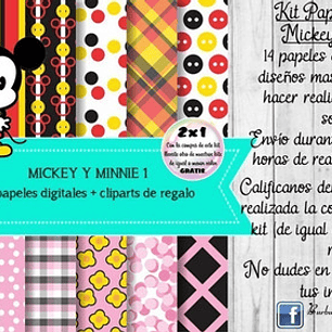 Papeles Fondos Digitales Mickey Y Minnie 1 Kit Imprimible