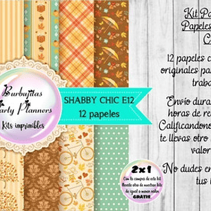 Papeles Digitales Fondos Shabby Chic Naranja Verde Otoño E12