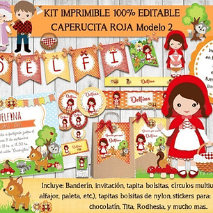 Kit Imprimible Candy Bar Caperucita Roja 2 - 100% Editable