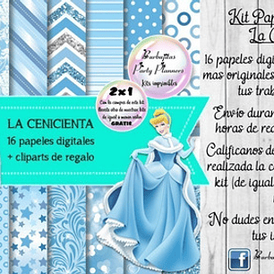 Papeles Fondos Digitales La Cenicienta Kit Imprimible