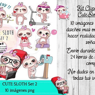 Cliparts Imagenes Png Cute Sloth Perezoso Set2