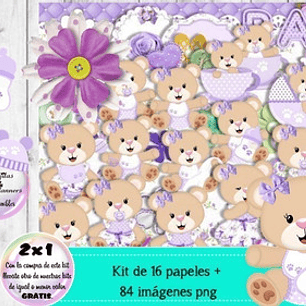 Cliparts Y Papeles Osita Angelito Lila Kit Imprimible