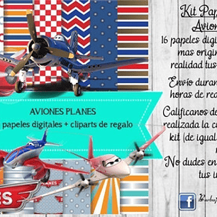Papeles Fondos Digitales Aviones Planes Kit Imprimibles