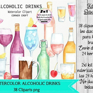 Cliparts Imagenes Png Bebidas Alcohólicas Acuarela 