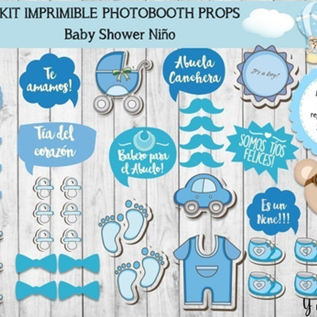 Baby Shower Niño Varon Celeste Photo Booth Props  1