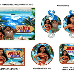 Kit Imprimible Candy Bar Moana El Mas Completo