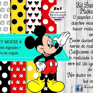 Papeles Fondos Digitales Mickey Mouse 4 Kit Imprimible
