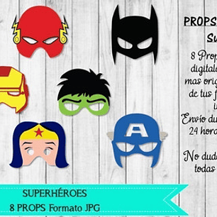 Superhéroes - 8 Props Photobooth Jpg