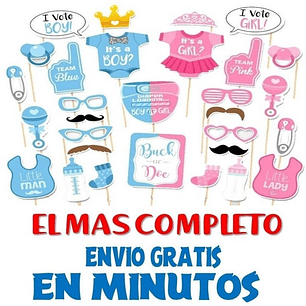 Kit Imprimible Photo Props Baby Shower El Mas Completo