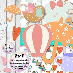 Cliparts Y Papeles Lluvia De Amor Mod. 7  Kit Imprimible