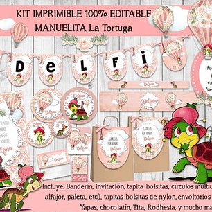 Kit Imprimible Manuelita La Tortuga 100% Editable